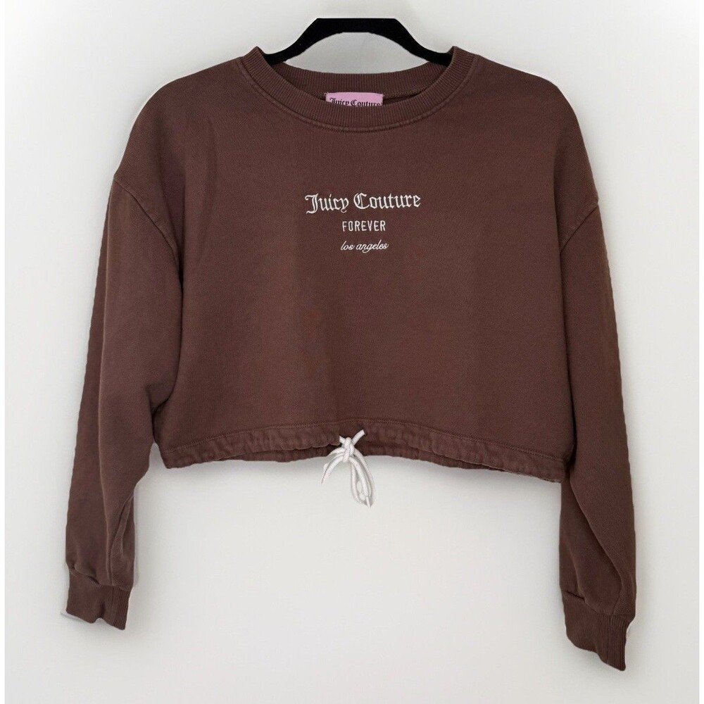 Juicy Couture Forever 21 Graphic Cropped Sweatshirt Brown Women's Small Crewneck